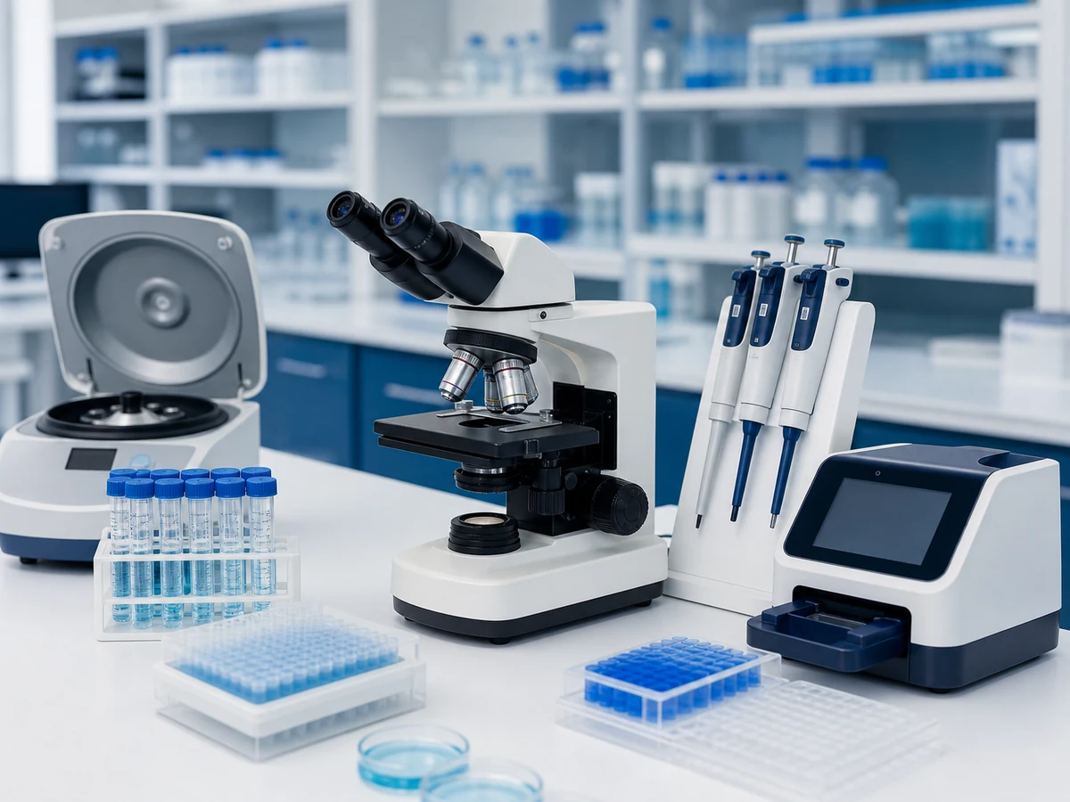 Microscope, centrifuge and laboratory analysis equipment